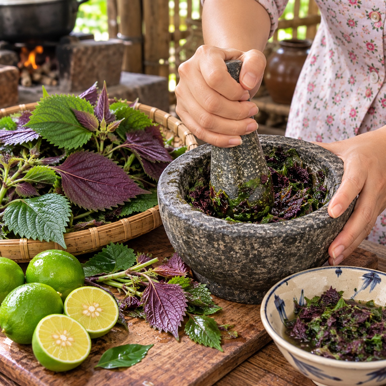 Cách khử mùi hôi nách tại nhà bằng lá tía tô