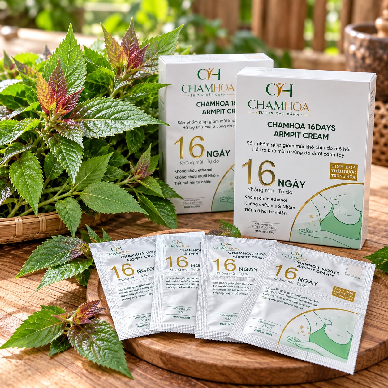 Kem giảm mùi hôi nách thảo mộc ChamHoa 16 Days