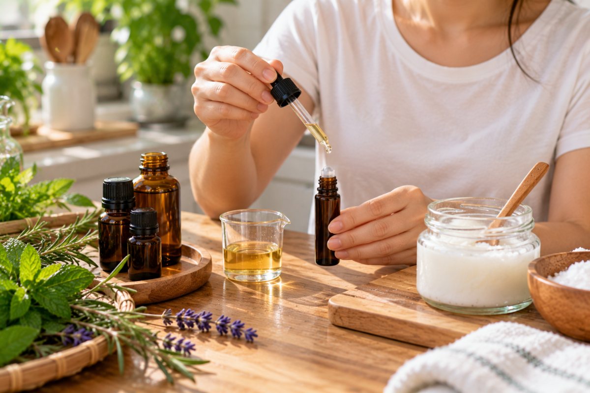 Cách pha tinh dầu khử mùi hôi nách với dầu dừa trong chai bi lăn