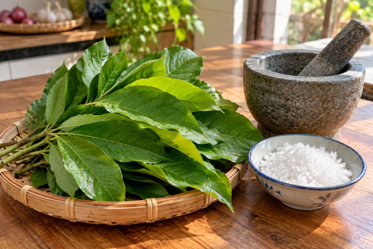 Công thức lá na và muối hột khử mùi hôi nách
