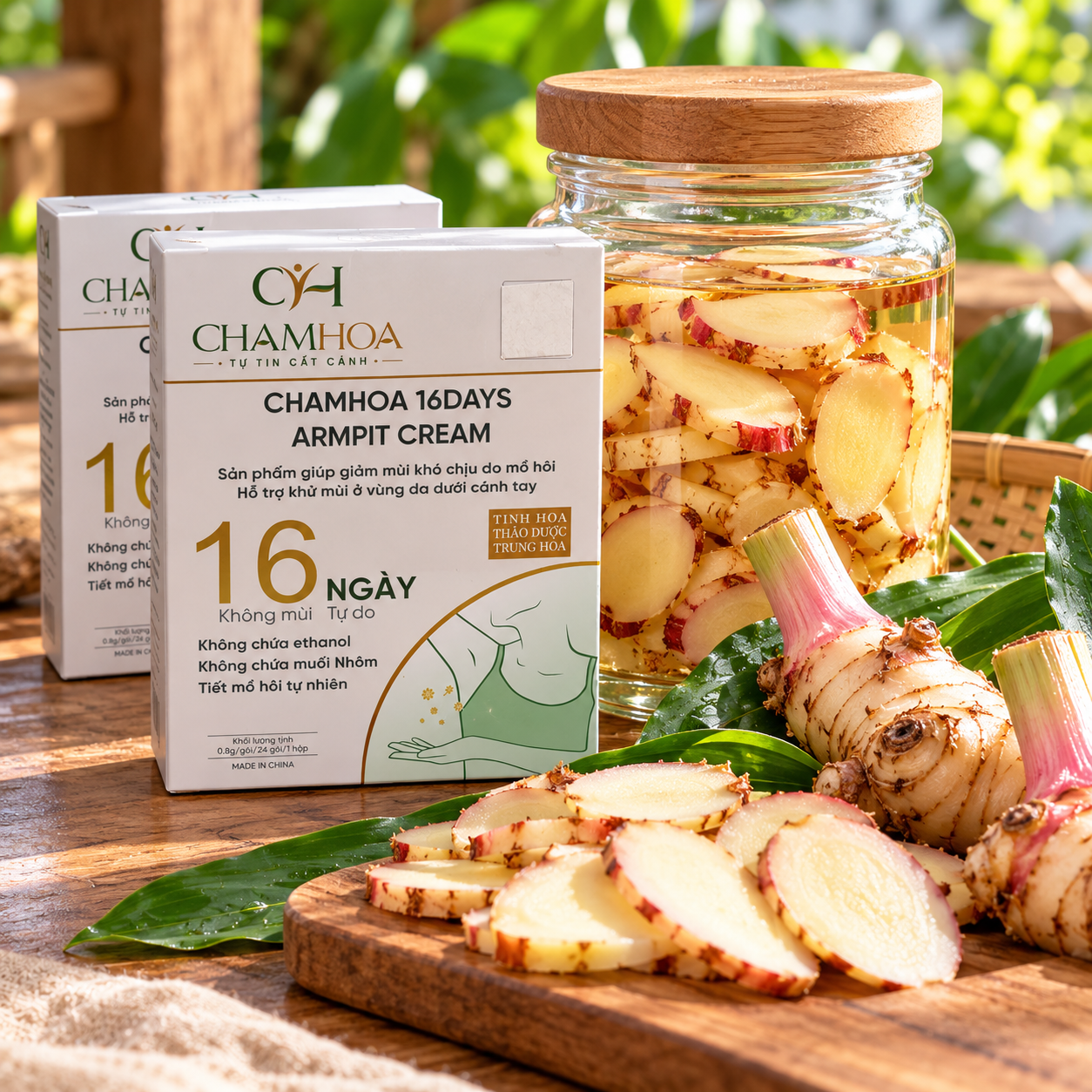 Kem khử mùi hôi nách thảo mộc ChamHoa 16 Days cho người tắm sạch vẫn hôi nách