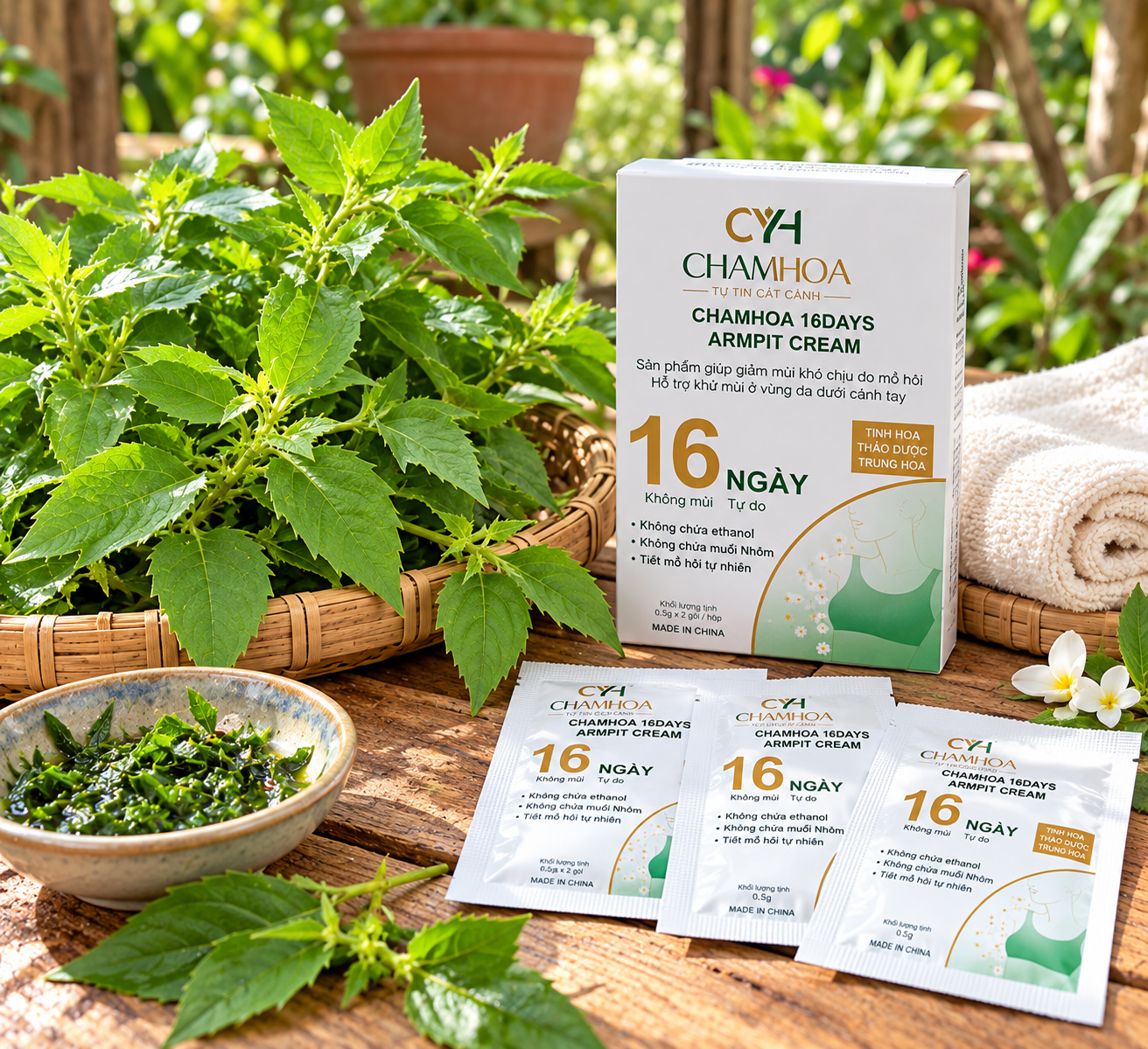 Kem giảm hôi nách sau sinh thảo mộc ChamHoa 16 Days