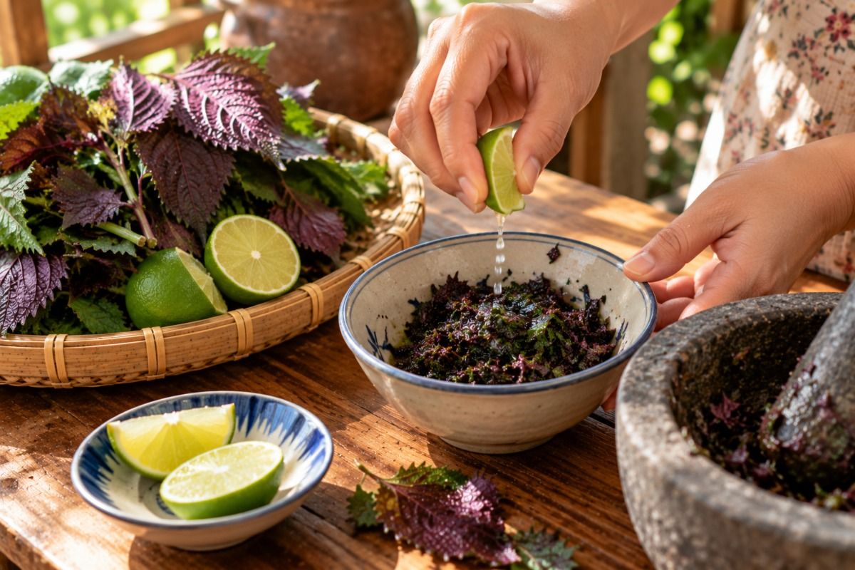 Chỉ cần một chút chanh khi đắp lá tía tô Chỉ cần một chút chanh khi đắp lá tía tô