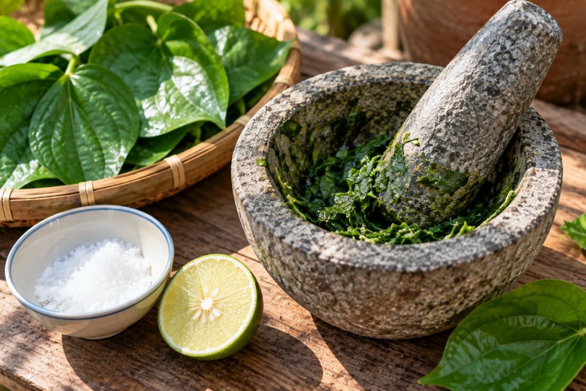 Công thức lá trầu không, muối và chanh Công thức lá trầu không, muối và chanh