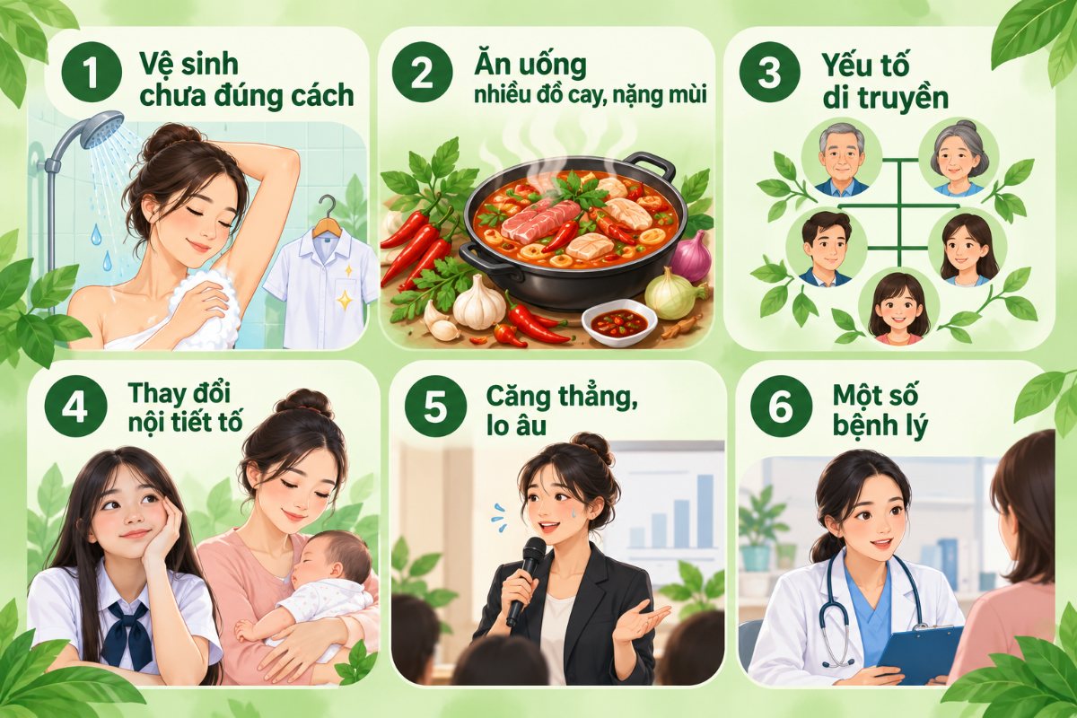 6 nhóm nguyên nhân gây hôi nách thường gặp